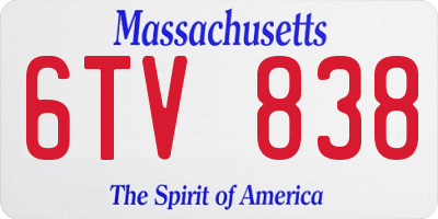 MA license plate 6TV838