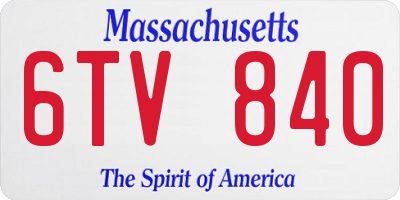 MA license plate 6TV840