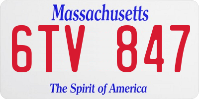 MA license plate 6TV847