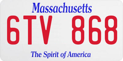 MA license plate 6TV868