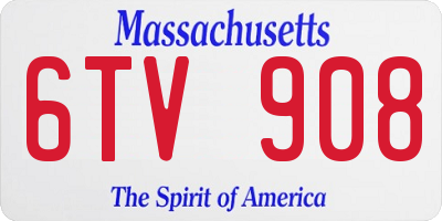 MA license plate 6TV908