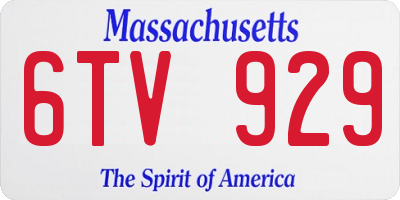 MA license plate 6TV929