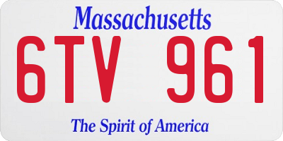 MA license plate 6TV961
