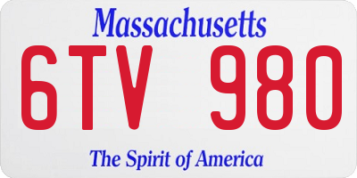 MA license plate 6TV980