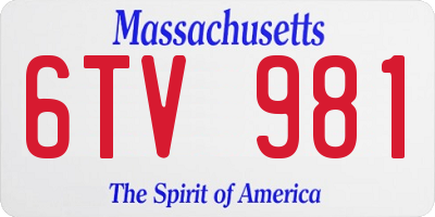 MA license plate 6TV981