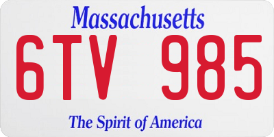 MA license plate 6TV985
