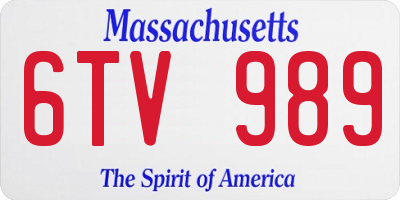 MA license plate 6TV989