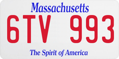 MA license plate 6TV993