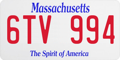 MA license plate 6TV994