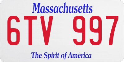 MA license plate 6TV997
