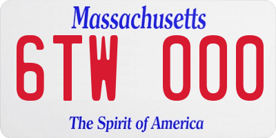 MA license plate 6TW000
