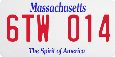 MA license plate 6TW014