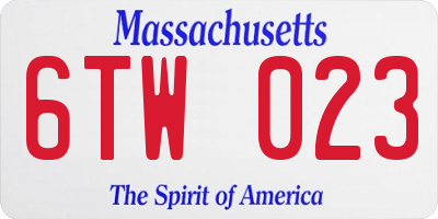 MA license plate 6TW023