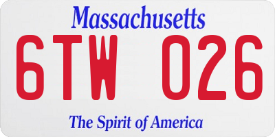 MA license plate 6TW026