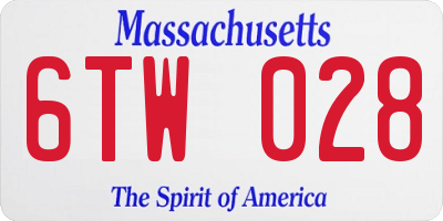 MA license plate 6TW028