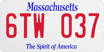 MA license plate 6TW037
