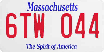 MA license plate 6TW044