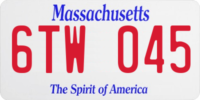 MA license plate 6TW045