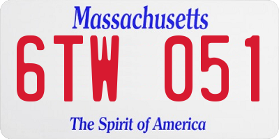 MA license plate 6TW051