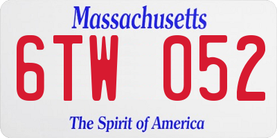 MA license plate 6TW052