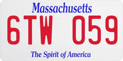 MA license plate 6TW059