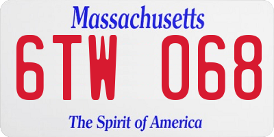 MA license plate 6TW068