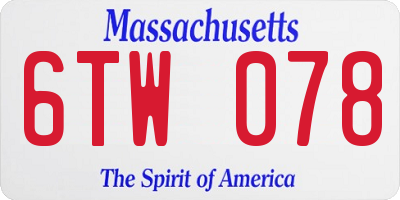 MA license plate 6TW078