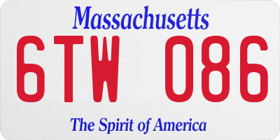 MA license plate 6TW086