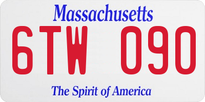 MA license plate 6TW090