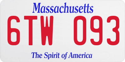 MA license plate 6TW093