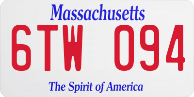 MA license plate 6TW094