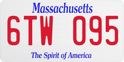 MA license plate 6TW095