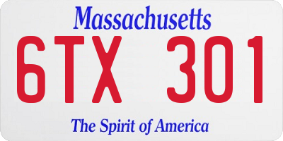 MA license plate 6TX301