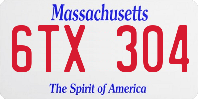 MA license plate 6TX304