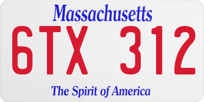 MA license plate 6TX312