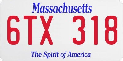 MA license plate 6TX318