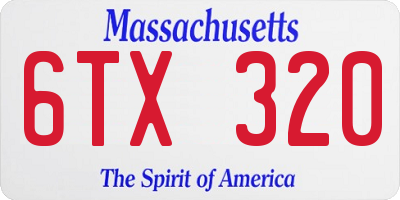 MA license plate 6TX320