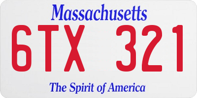 MA license plate 6TX321
