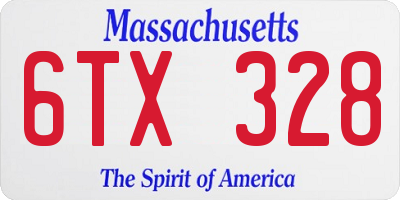 MA license plate 6TX328