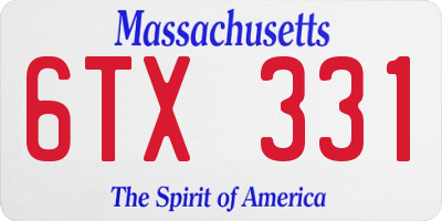 MA license plate 6TX331