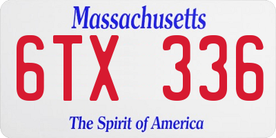 MA license plate 6TX336