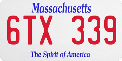 MA license plate 6TX339