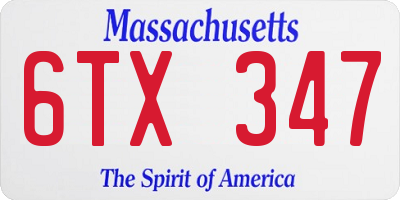 MA license plate 6TX347