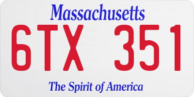 MA license plate 6TX351