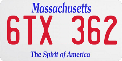 MA license plate 6TX362