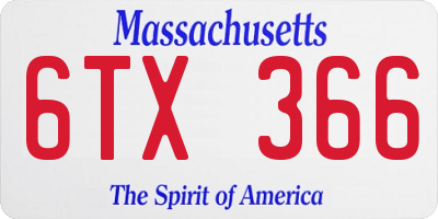 MA license plate 6TX366