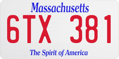 MA license plate 6TX381