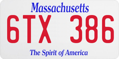MA license plate 6TX386