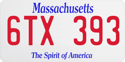 MA license plate 6TX393