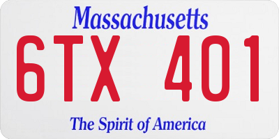 MA license plate 6TX401
